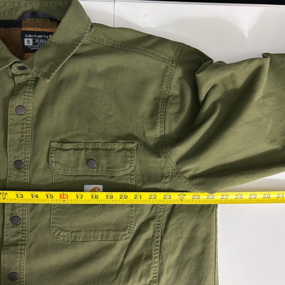 Carhartt Mens Rugged Flex Relax-Fit Canvas Fleece Lined Shirt Jacket XLT - Picture 10 of 12